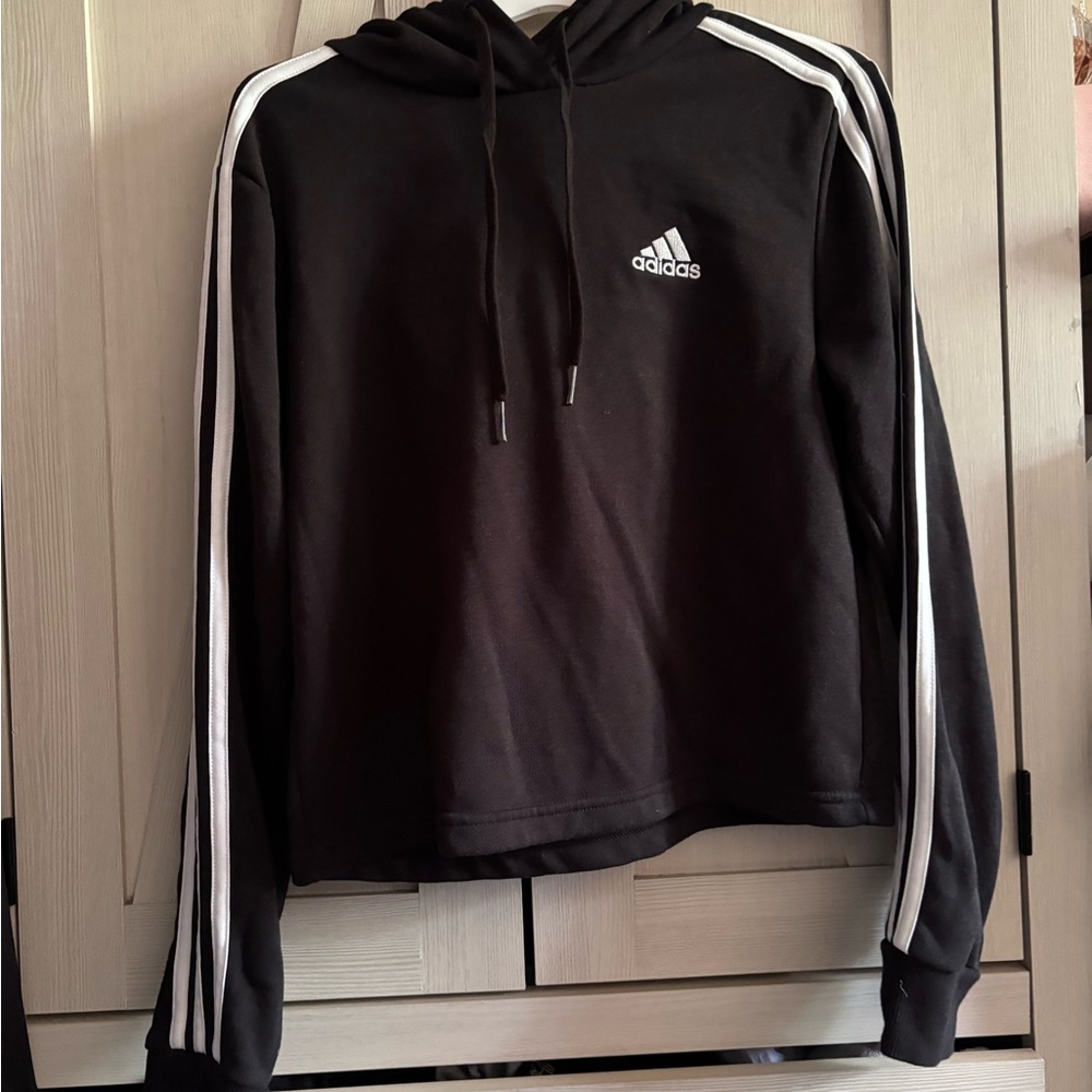 Adidas Cropped Black Hoodie